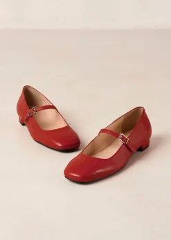 Por Do Sol Red Leather Ballet Flats