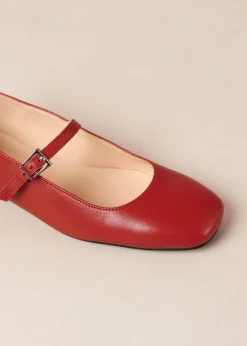 Por Do Sol Red Leather Ballet Flats
