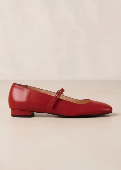 Por Do Sol Red Leather Ballet Flats