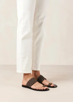 Riley Grey Leather Sandals