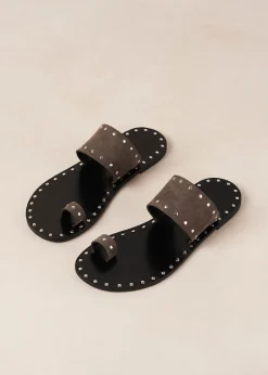 Riley Grey Leather Sandals