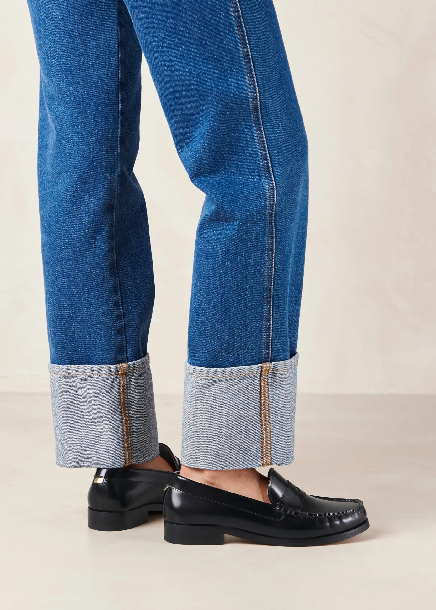 Rivet Black Leather Loafers