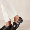 Rivet Brushed Coffee Brown Leather Loafers