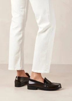 Rivet Brushed Coffee Brown Leather Loafers