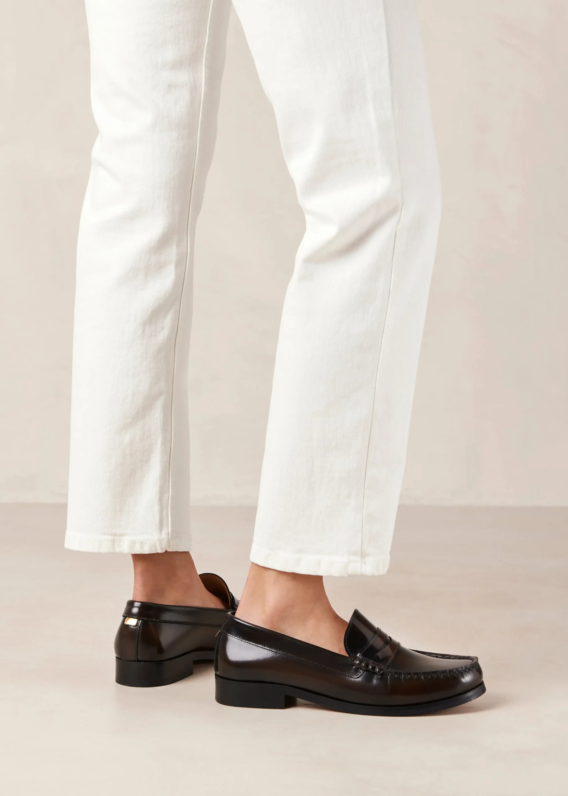 Rivet Brushed Coffee Brown Leather Loafers