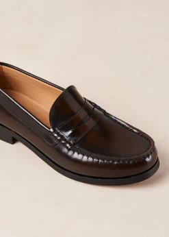 Rivet Brushed Coffee Brown Leather Loafers