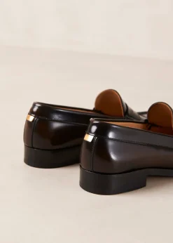 Rivet Brushed Coffee Brown Leather Loafers