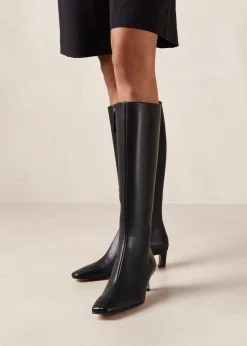 Rory Black Leather Boots