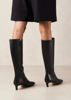 Rory Black Leather Boots