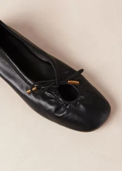 Rosalind Black Leather Ballet Flats