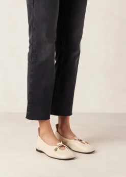 Rosalind Cream Leather Ballet Flats