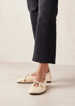 Rosalind Cream Leather Ballet Flats