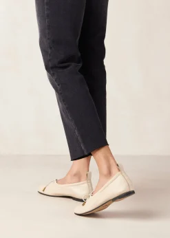 Rosalind Cream Leather Ballet Flats