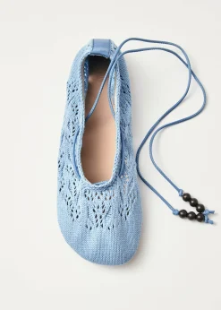 Rosemary Crochet Blue Ballet Flats