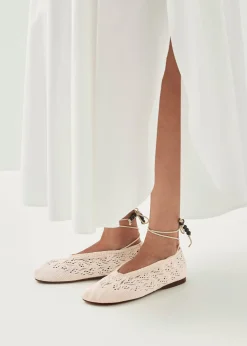 Rosemary Crochet Cream Ballet Flats