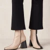 South Bicolor Stone Beige Black Leather Ankle Boots