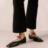 Sway Black Leather Ballet Flats