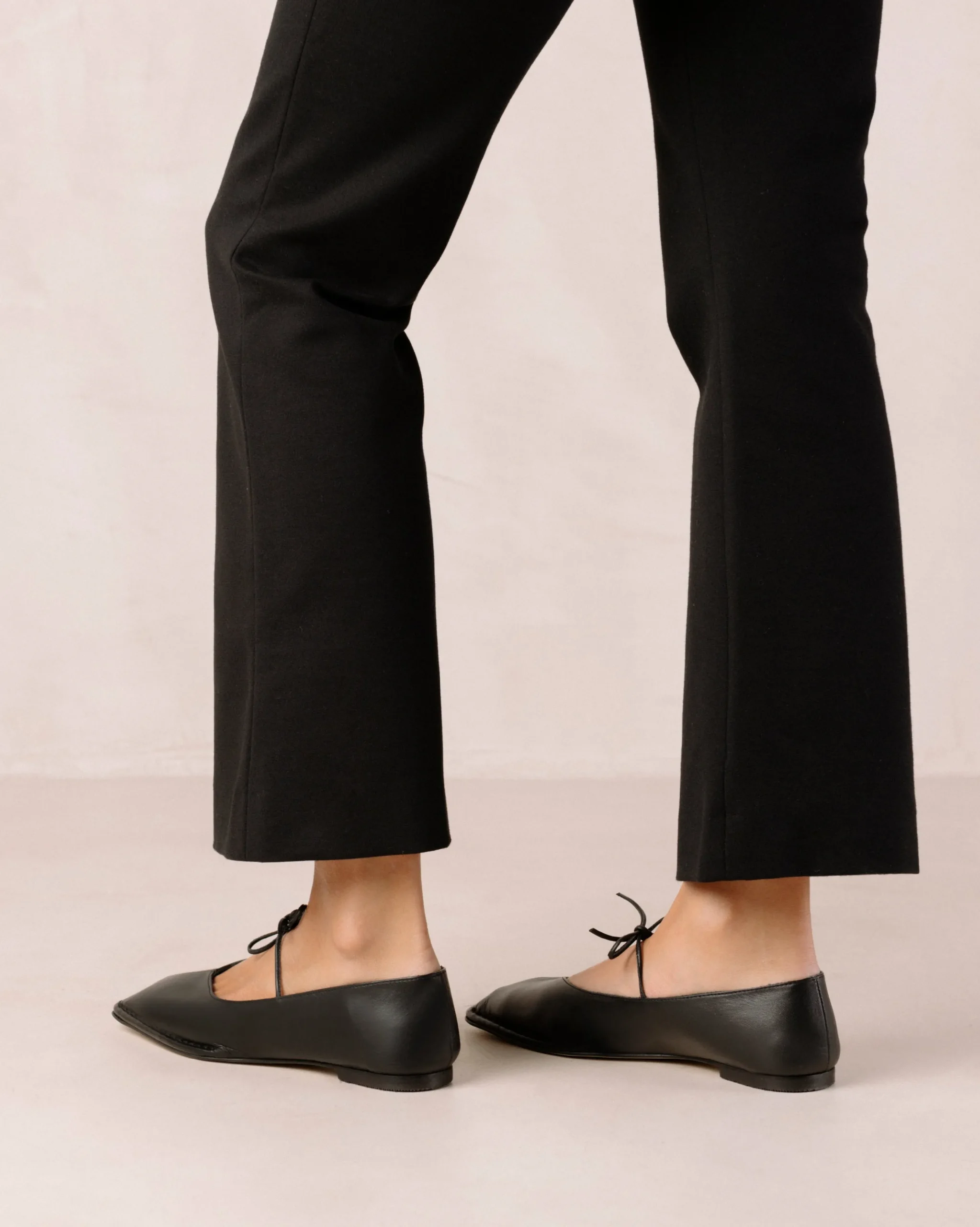 Sway Black Leather Ballet Flats
