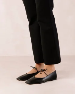 Sway Black Leather Ballet Flats