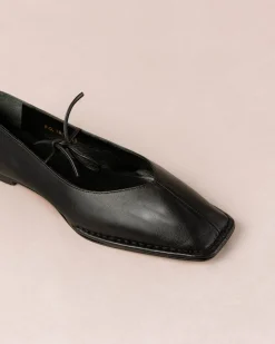 Sway Black Leather Ballet Flats