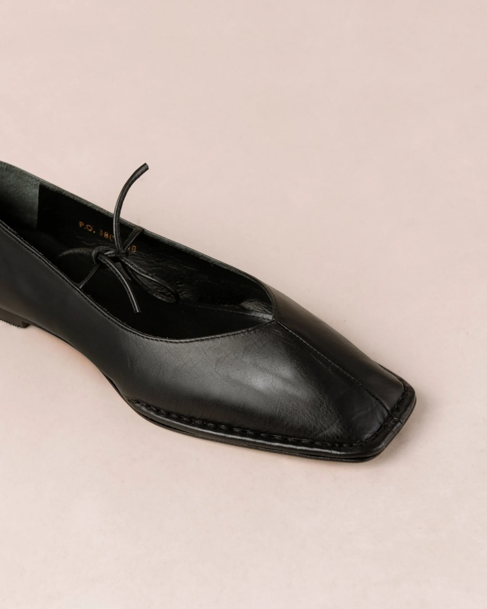 Sway Black Leather Ballet Flats