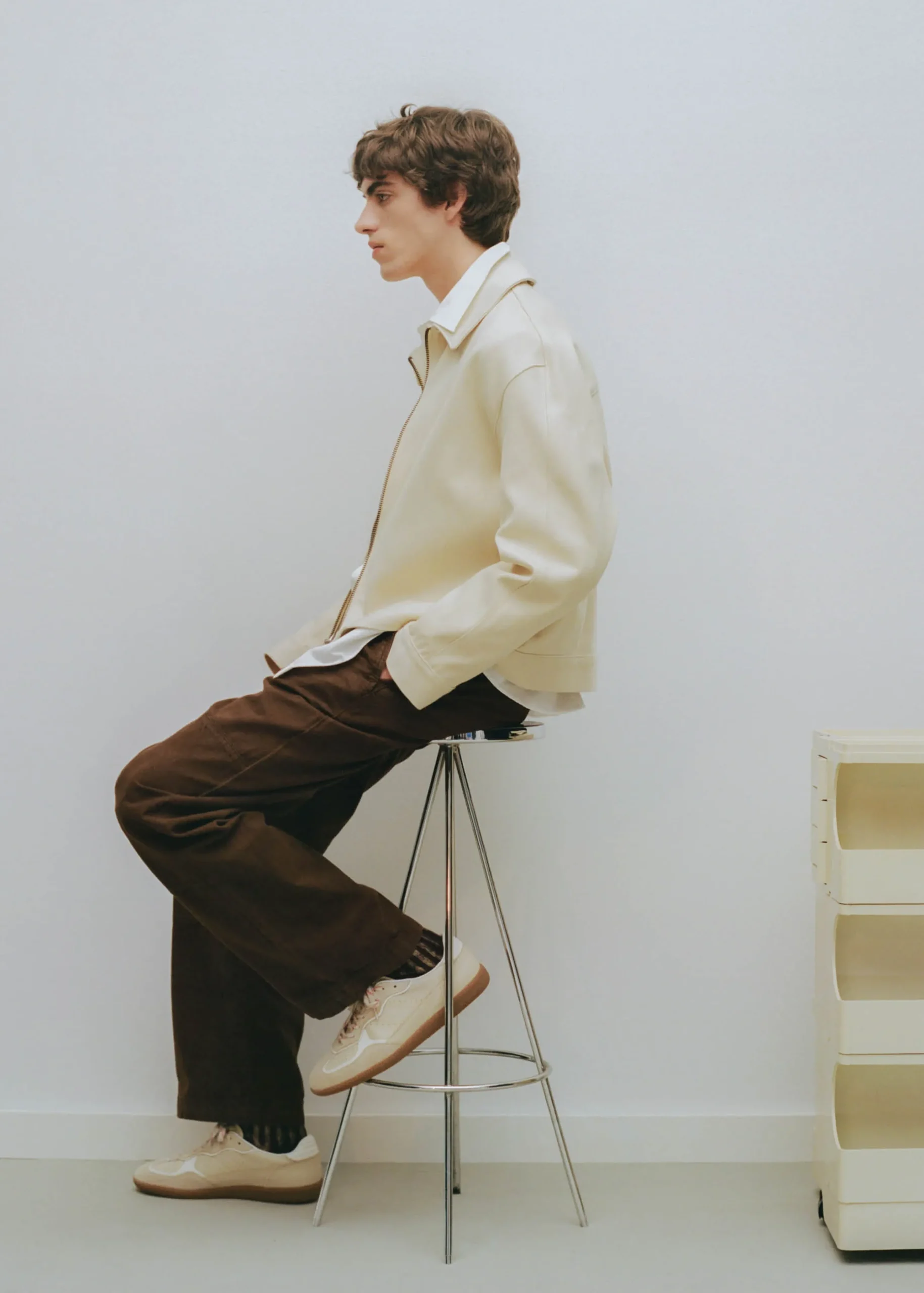 Tb.490 Rife Grain Cream Leather Sneakers