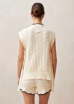 Tina Ecru Tricot Vest