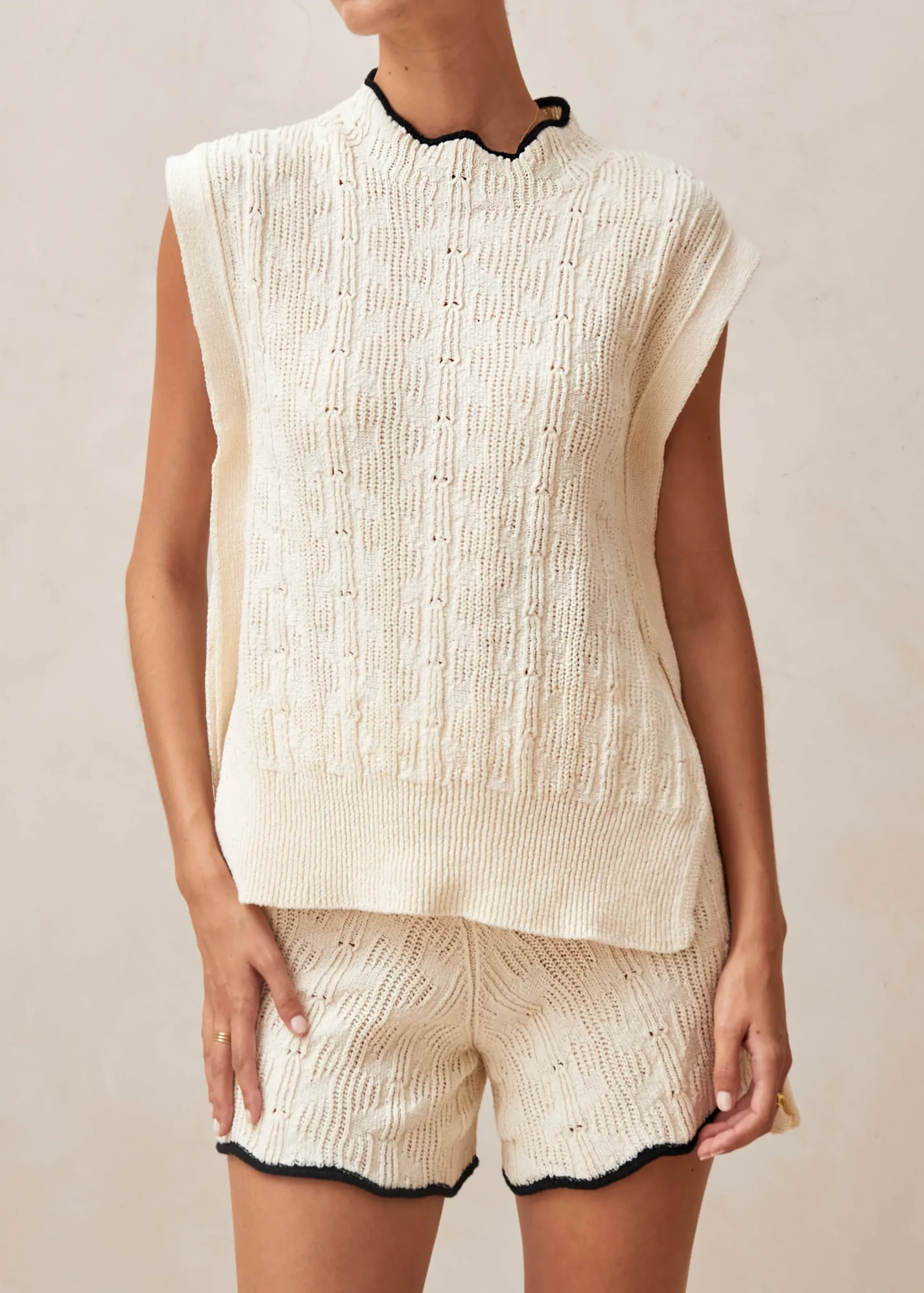 Tina Ecru Tricot Vest