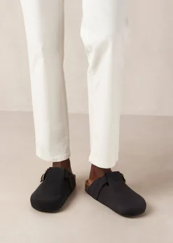 Travis Black Leather Mules