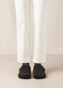 Travis Black Leather Mules