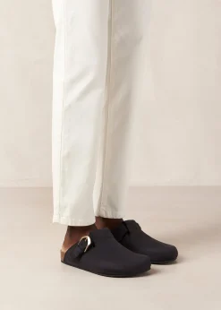 Travis Black Leather Mules