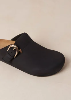 Travis Black Leather Mules