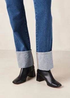 Watercolor Black Vegan Leather Ankle Boots