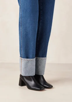 Watercolor Black Vegan Leather Ankle Boots