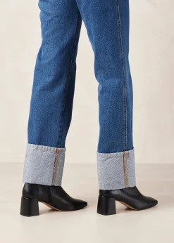 Watercolor Black Vegan Leather Ankle Boots