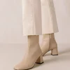 Watercolor Tahini Beige Vegan Leather Ankle Boots