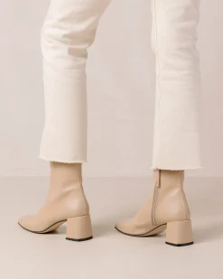 Watercolor Tahini Beige Vegan Leather Ankle Boots
