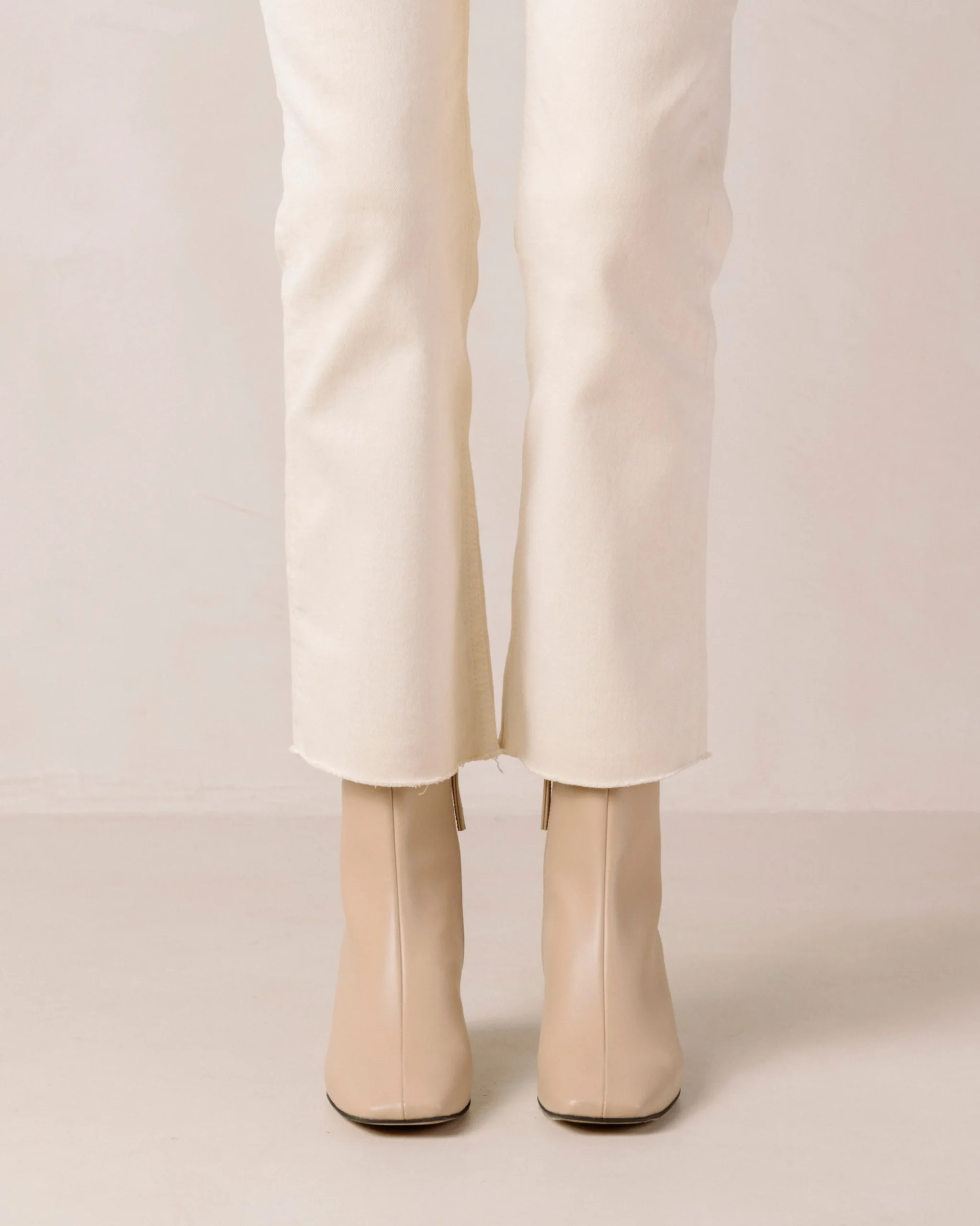 Watercolor Tahini Beige Vegan Leather Ankle Boots