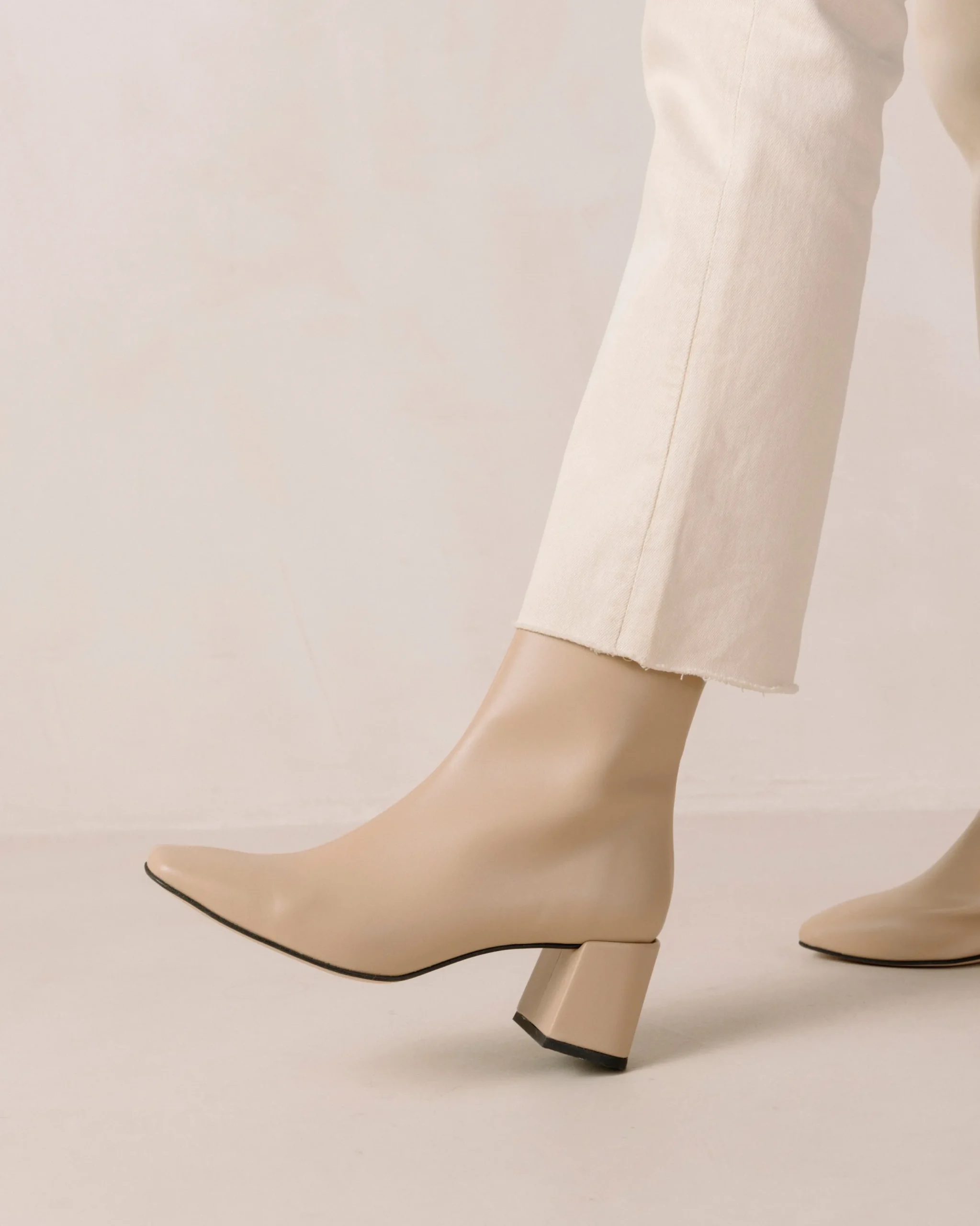Watercolor Tahini Beige Vegan Leather Ankle Boots
