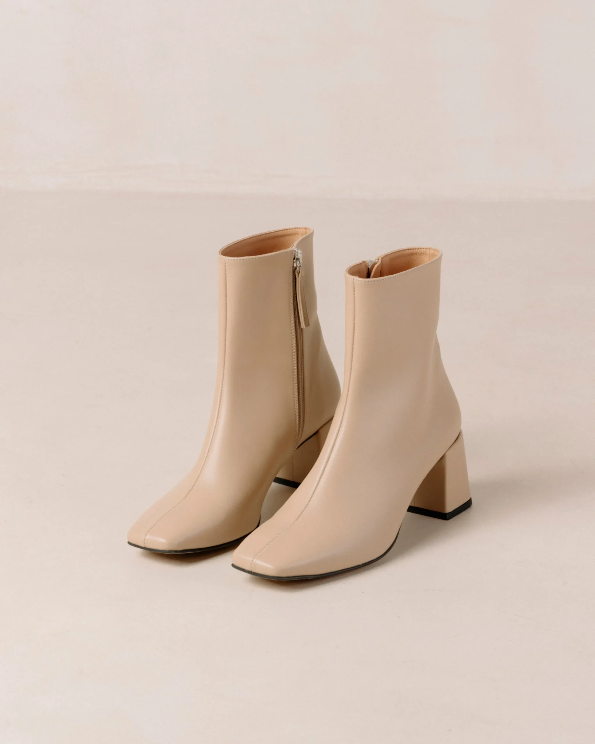 Watercolor Tahini Beige Vegan Leather Ankle Boots