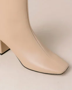 Watercolor Tahini Beige Vegan Leather Ankle Boots
