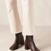 Watercolor Umber Brown Vegan Leather Ankle Boots