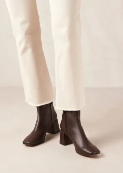 Watercolor Umber Brown Vegan Leather Ankle Boots