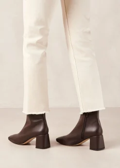 Watercolor Umber Brown Vegan Leather Ankle Boots
