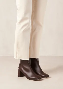 Watercolor Umber Brown Vegan Leather Ankle Boots