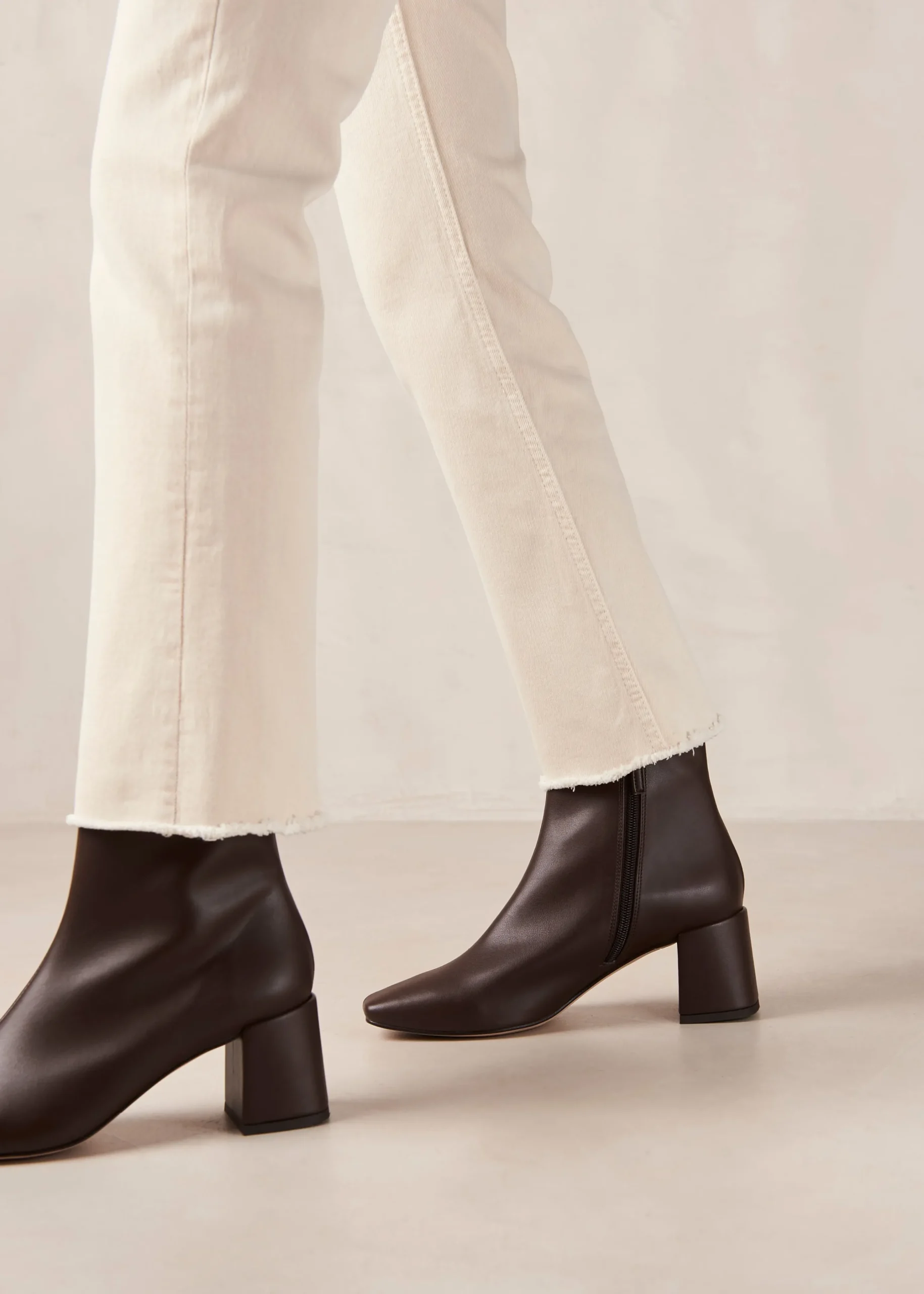 Watercolor Umber Brown Vegan Leather Ankle Boots