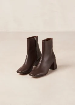 Watercolor Umber Brown Vegan Leather Ankle Boots