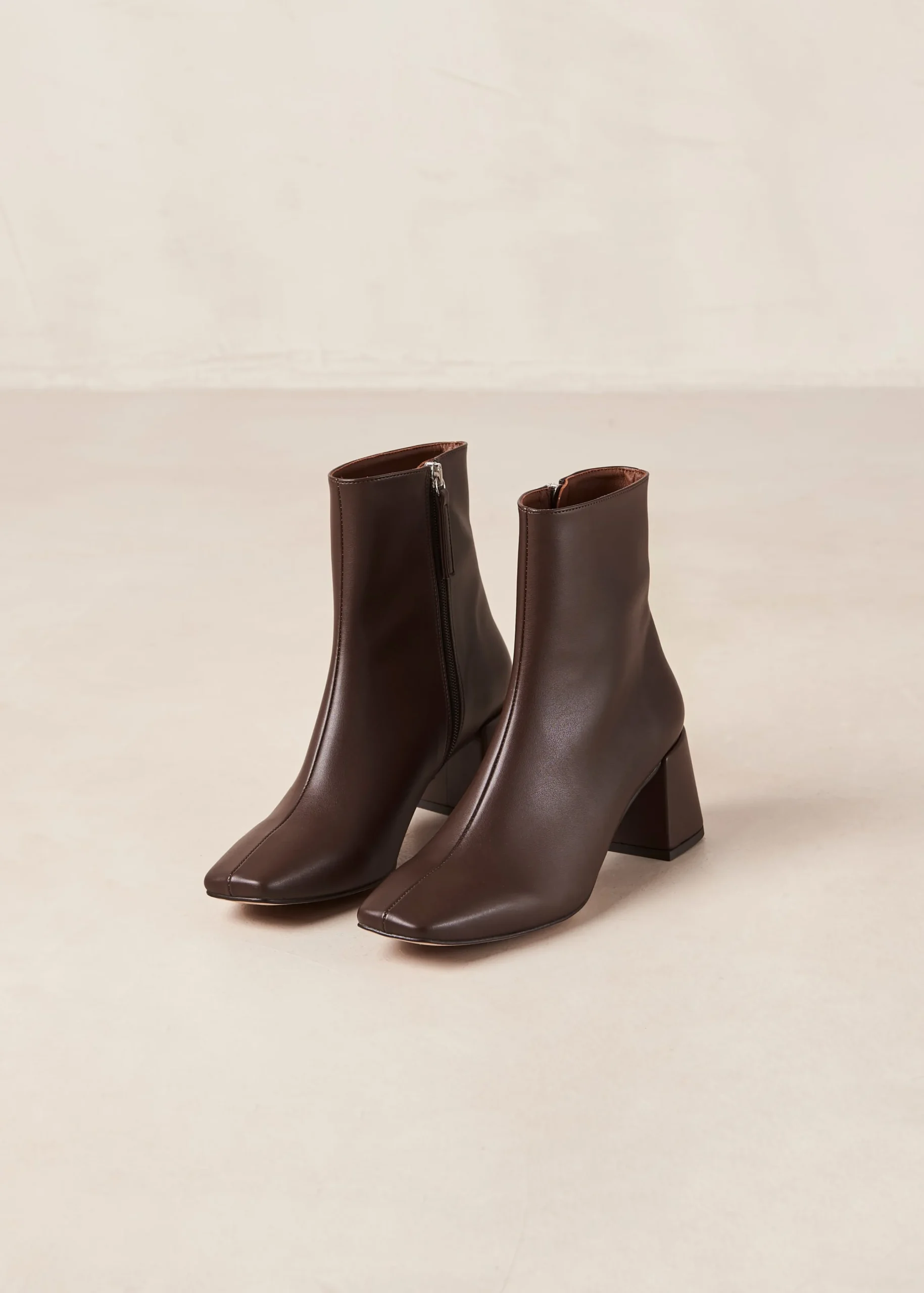 Watercolor Umber Brown Vegan Leather Ankle Boots
