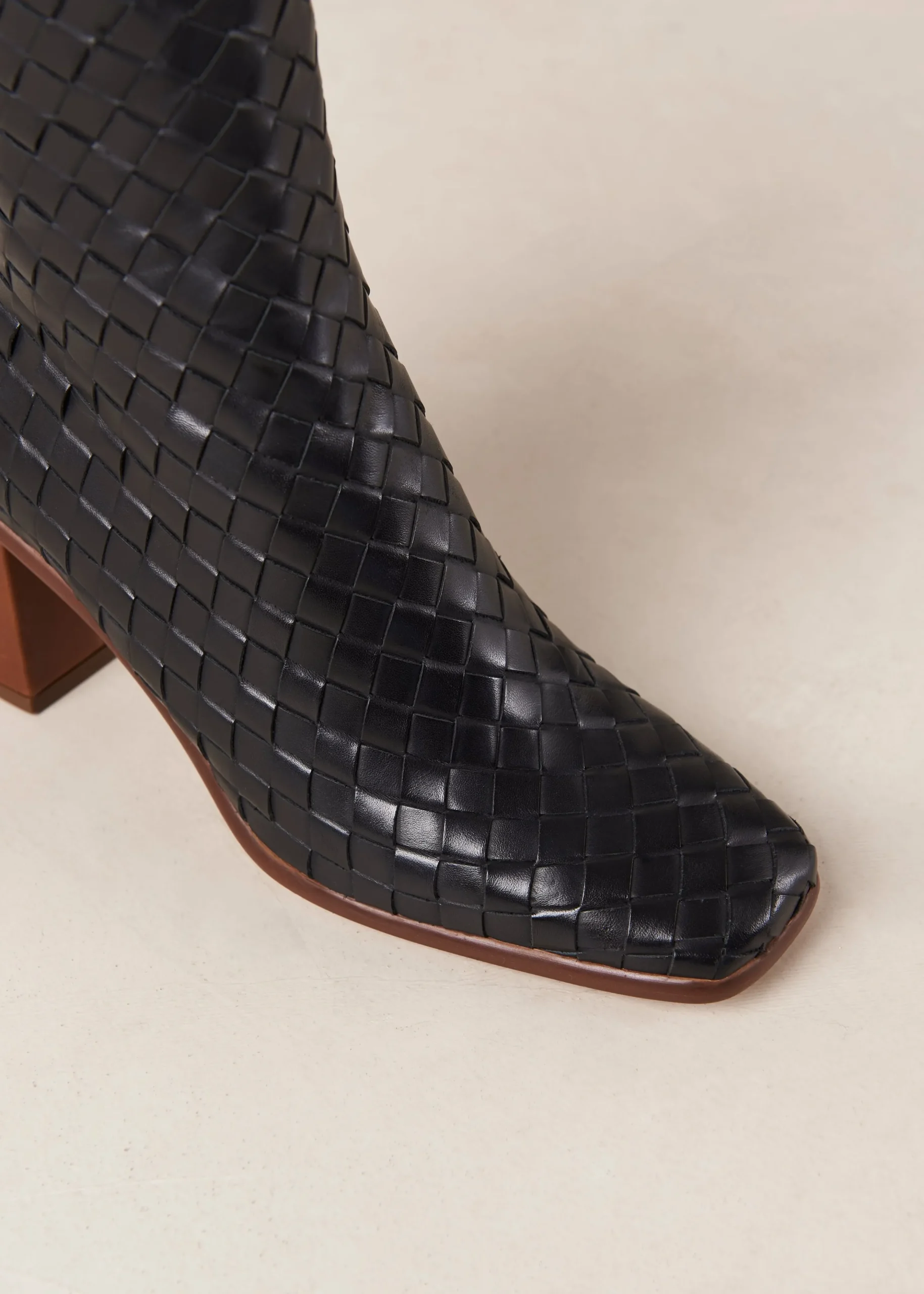 West Braided Black Leather Ankle Boots