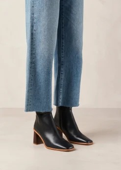 West Vintage Black Leather Ankle Boots
